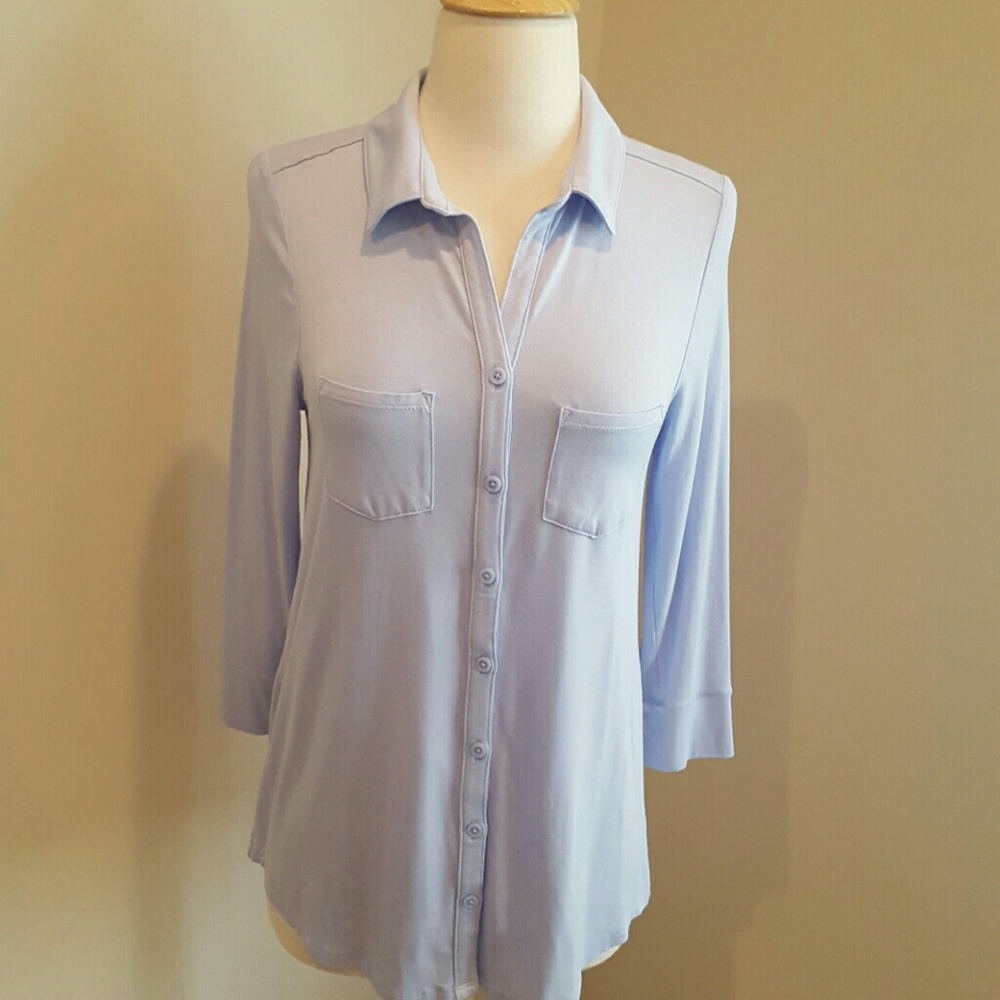Lavender button front tee